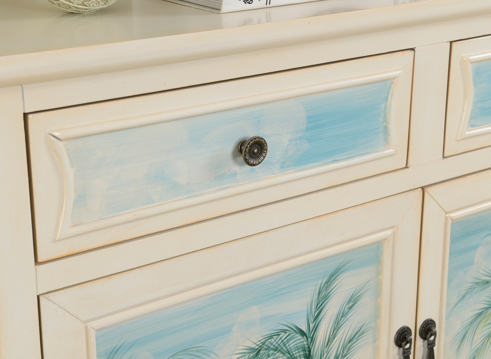 Seascape Cupboard  Creamy White Wash   Tropical   Accent Chests And Cabinets   by Homesquare  Houzz