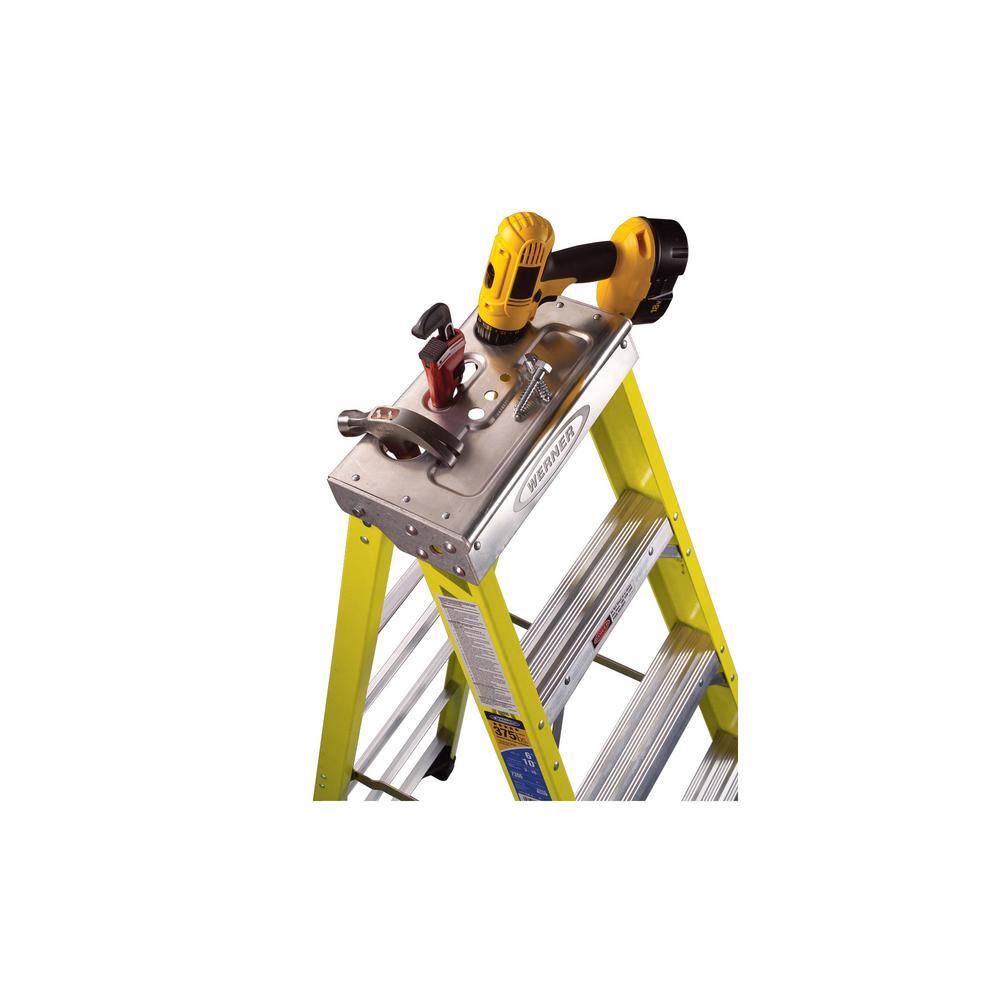 Werner 8 ft. Yellow Fiberglass Step Ladder (12 ft. Reach Height) with 375 lbs. Load Capacity Type IAA Duty Rating 7308