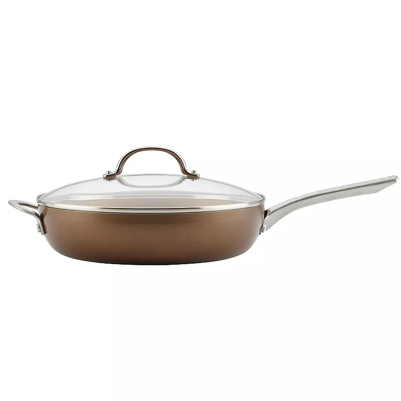 Ayesha Curry Home Collection 12-inch Porcelain Enamel Nonstick Covered Deep Skillet With Helper Handle