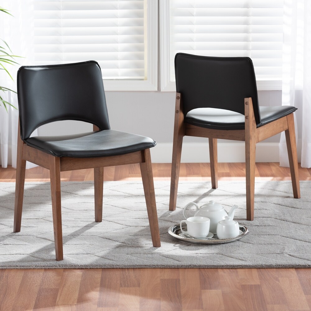 Afton Mid Century Modern 2 Piece Short Back Dining Chair Set