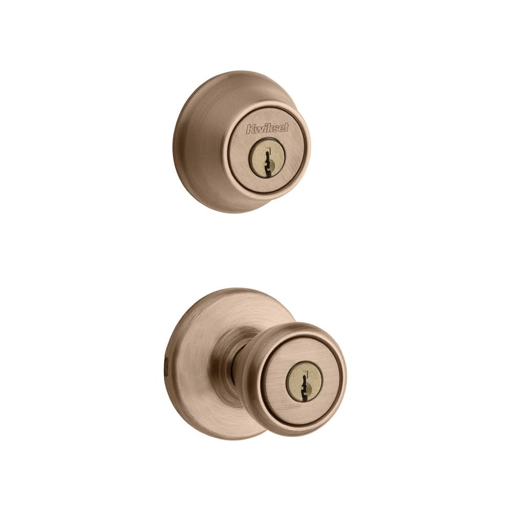 Kwikset  Deadbolt Set Brass Tylo Door Knob and Double Cylinder ;