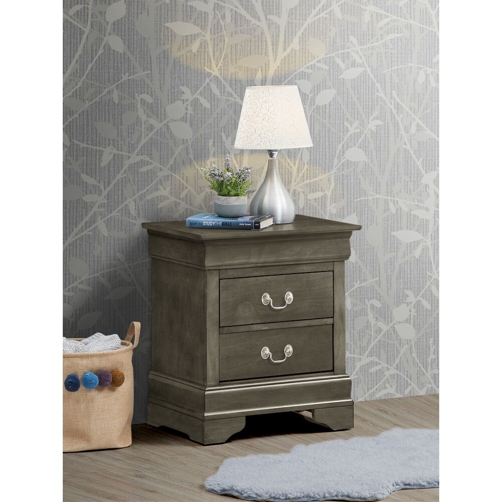 Louis Phillipe 2 drawer Wooden Nightstand