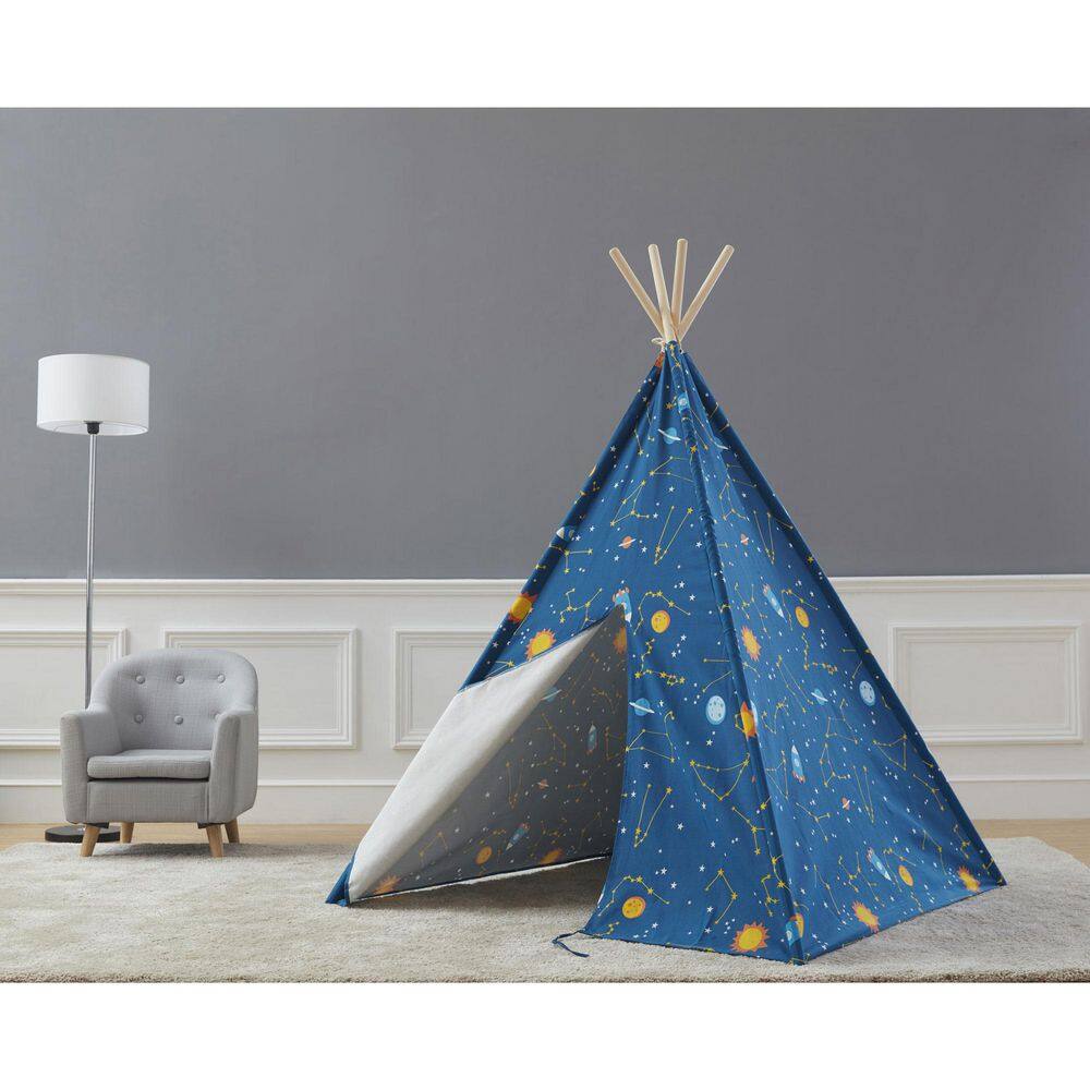 asweets WonderandWise Glow in the Dark Starry Sky Indoor Kids Foldable Canvas Teepee Tent 10101162