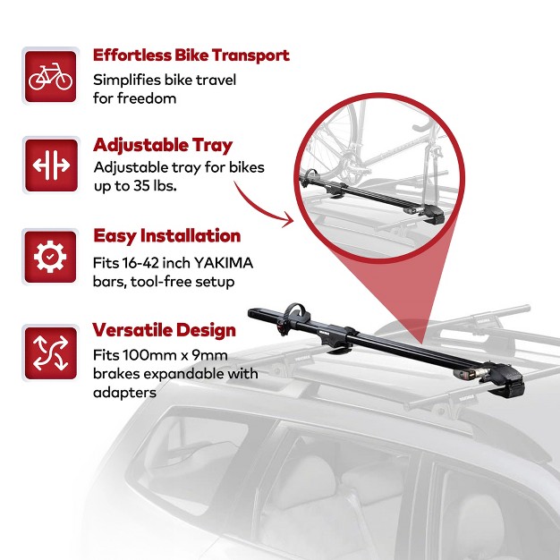 Yakima Forklift Rooftop Fork Style Bike Mount Fits Streamline Crossbars Easy To Adjust Sliding Wheel Tray Fits Most Disc Brakes Tool Free Install