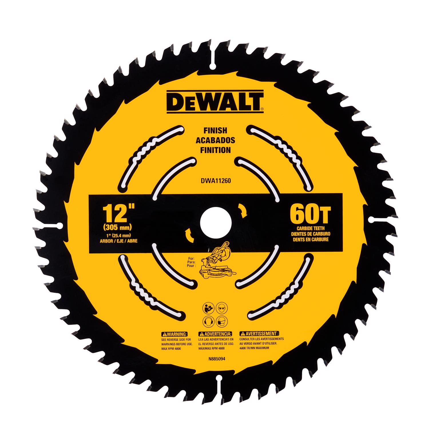 DW 12 in. D X 1 in. Carbide Tipped Finishing Saw Blade 60 teeth 1 pk