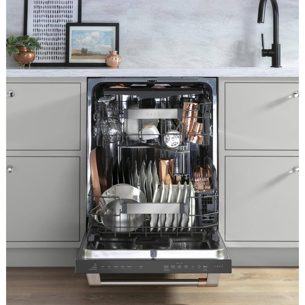 Cafe 24 in. Built-In Top Control Stainless Steel Dishwasher wStainless Steel Tub 3rd Rack 48 dBA CDT805P2NS1