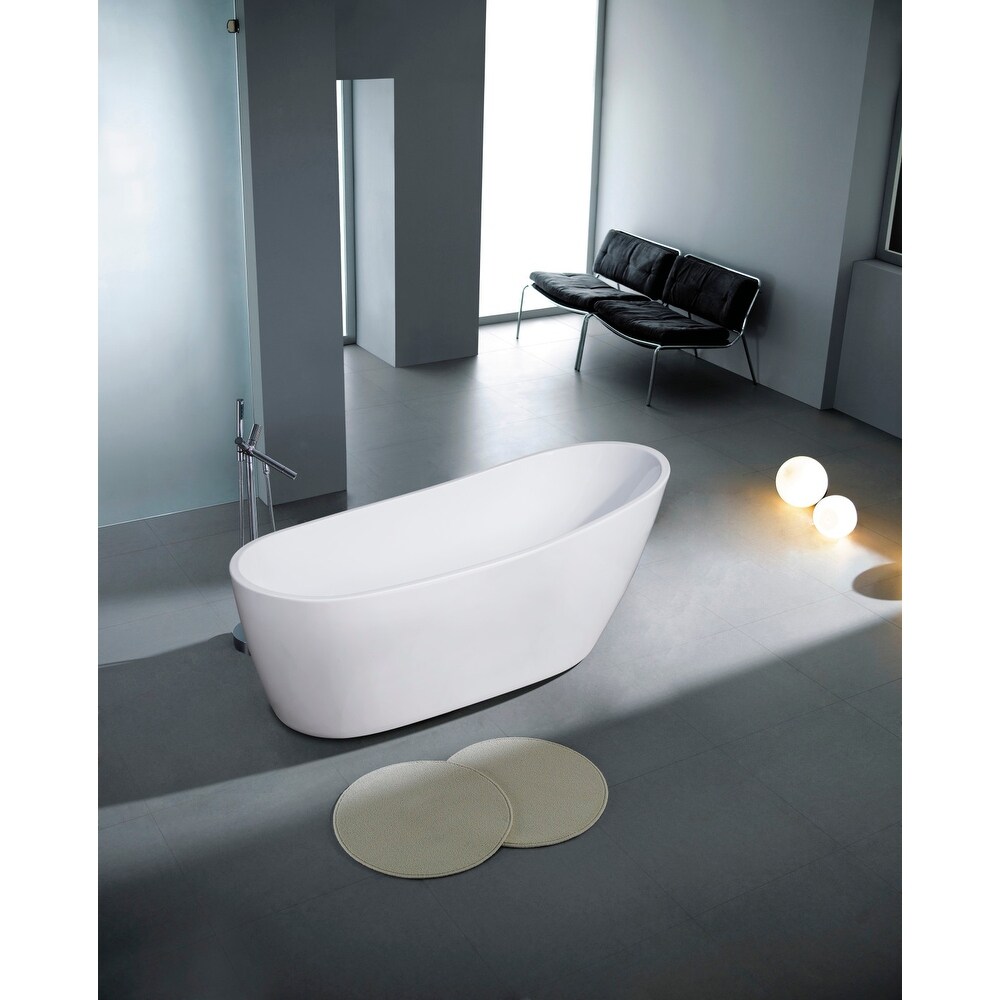 Aqua Eden 72 Inch Acrylic Freestanding Tub with Drain in Glossy White