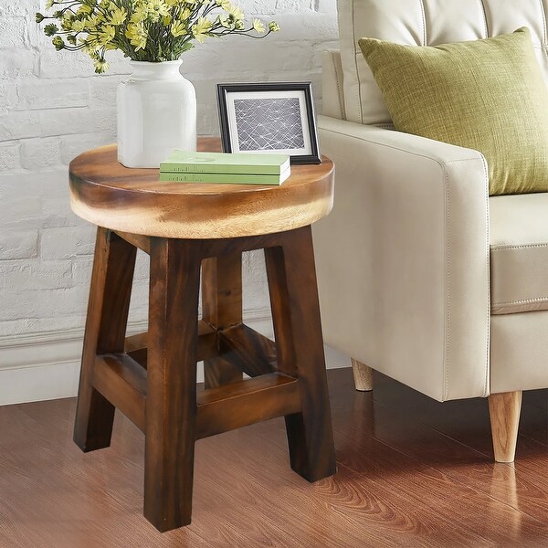 Wood Small Round Stool Side Table - 14