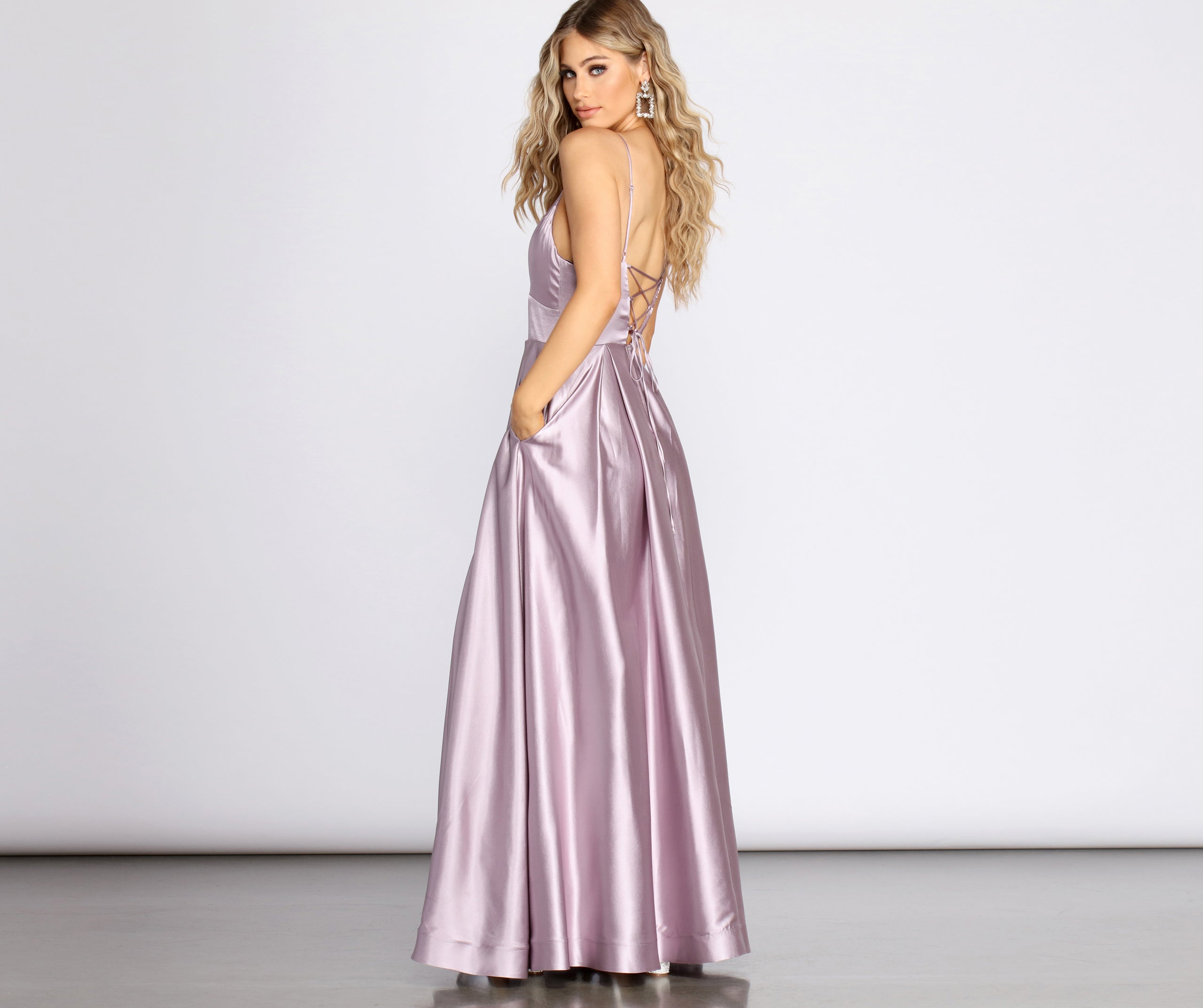 Idina Satin Lace Up Ball Gown