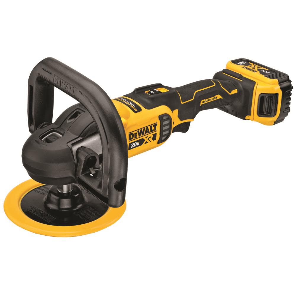 DEWALT 20V MAX* XR 7 in (180mm) Cordless Variable Speed Rotary Polisher Kit DCM849P2 from DEWALT