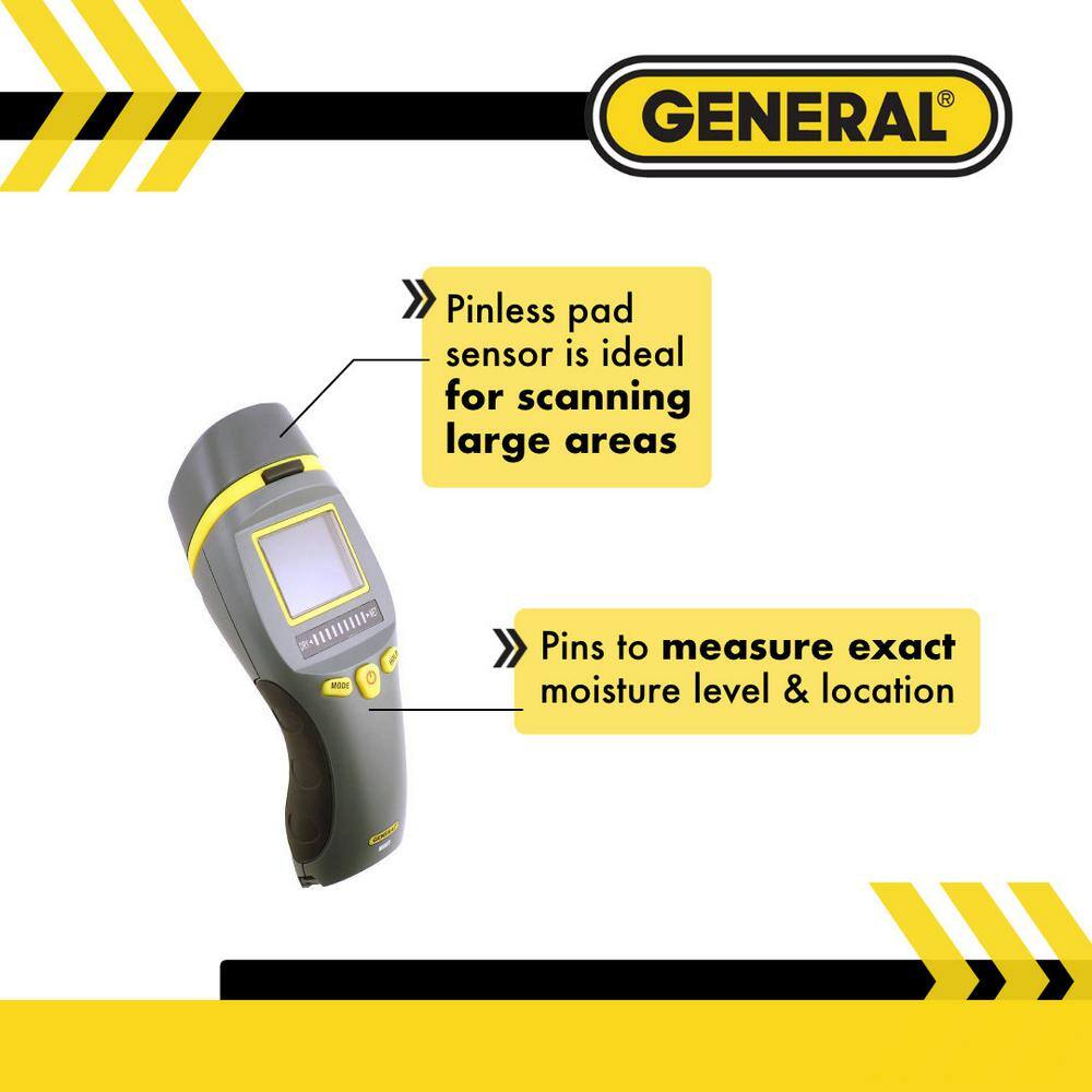 General Tools Combo Pin and Pinless Moisture Meter for Water Damage and Mold Prevention MM9