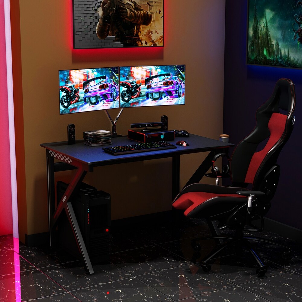 Costway Gaming Desk Gamers Computer Table E Sports K Shaped W/ Cup