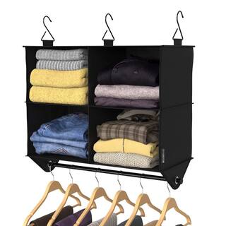 ClosetMaid 26.10 in. H Charcoal Black Fabric Hanging Closet Organizer with 4 Shelves 2050600