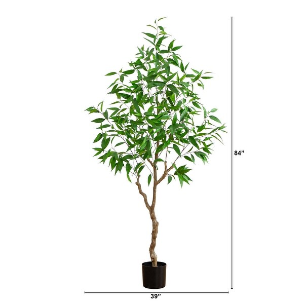 7' Long Leaf Greco Eucalyptus Tree with Real Touch Leaves