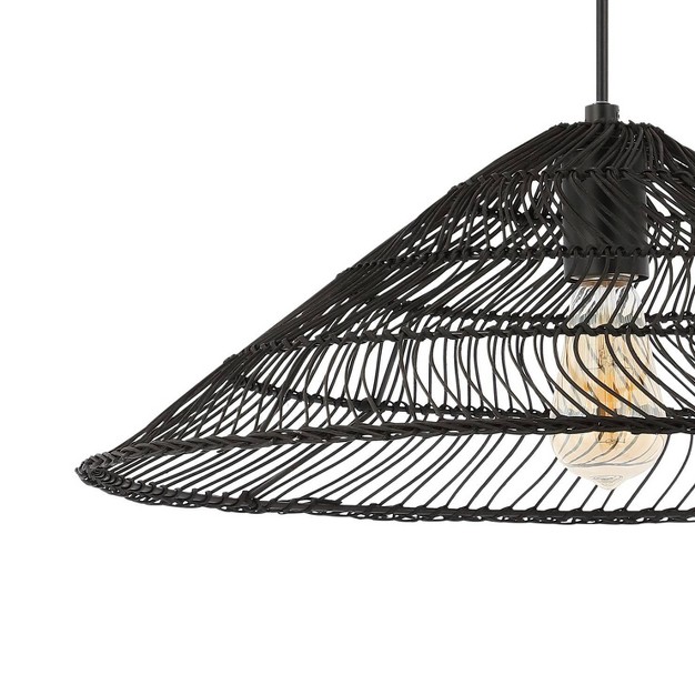 1 light Nova Farmhouse Coastal Rattan Led Pendant Black Jonathan Y