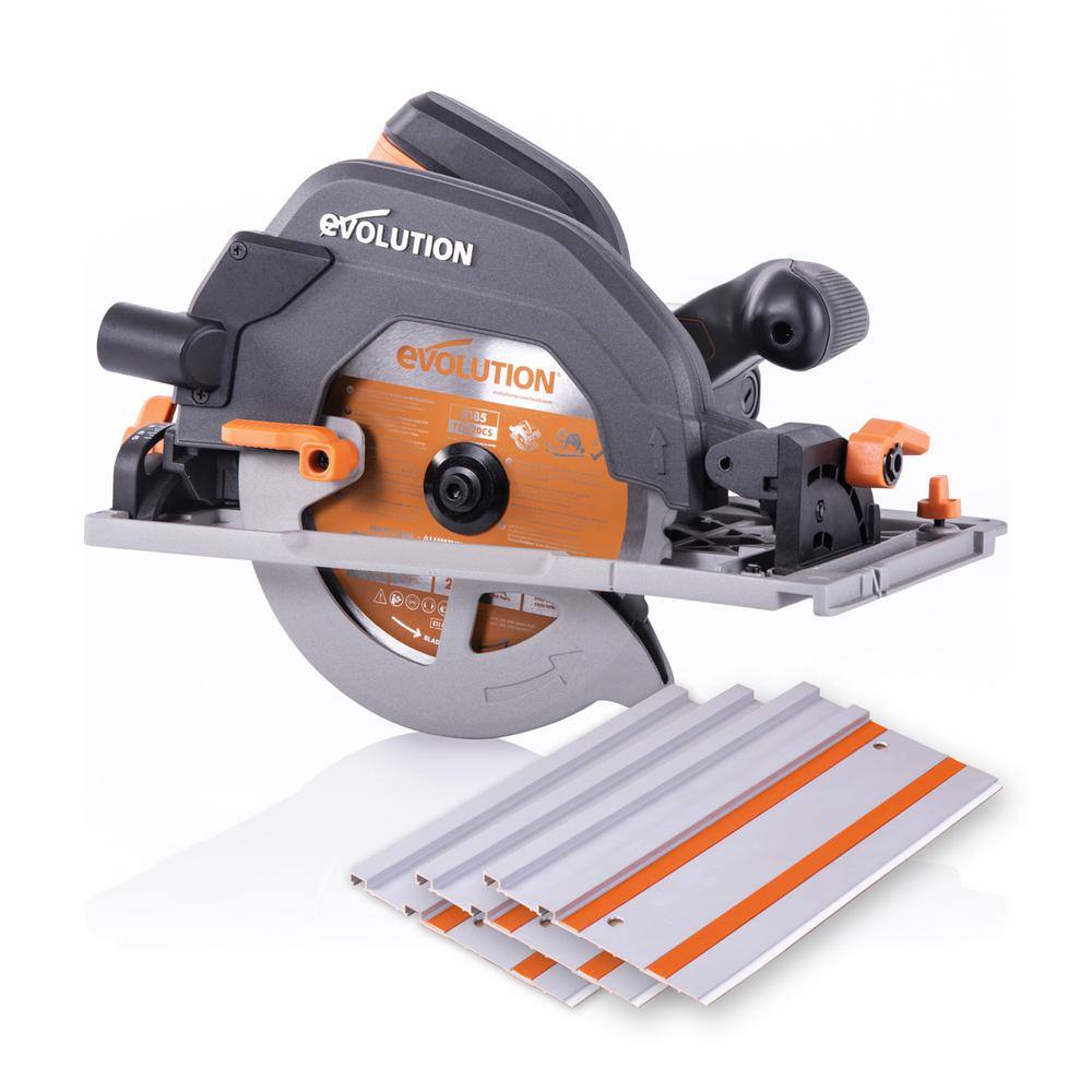 Evolution Power Tools 15 Amp 7-14 in. Circular Track Saw Kit with 40 in. Track Electric Brake and Multi-Material Blade R185CCSX