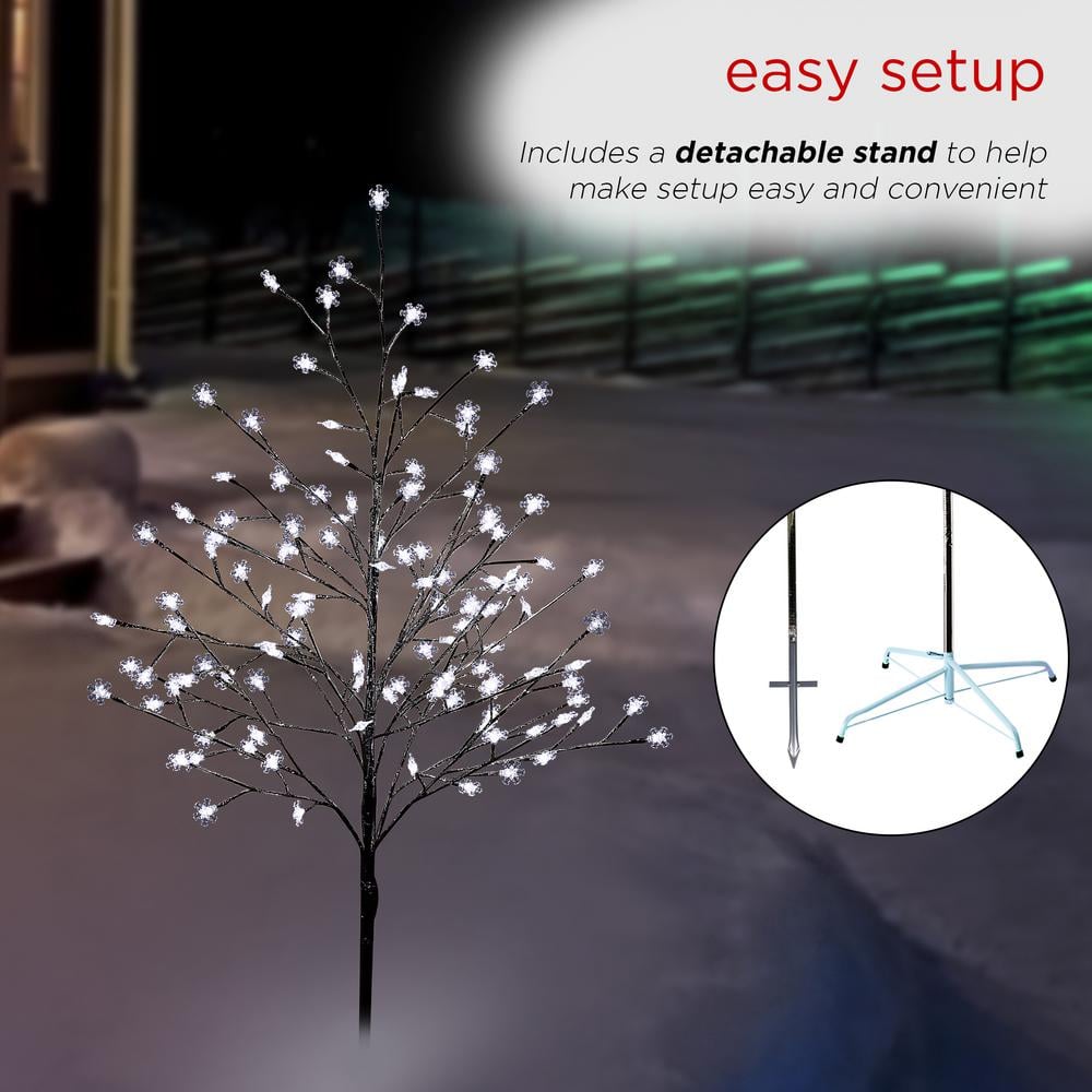 Alpine Corporation 58 in. Tall Frosty Christmas Snowflake Tree with Cool White LED Lights LAN252L