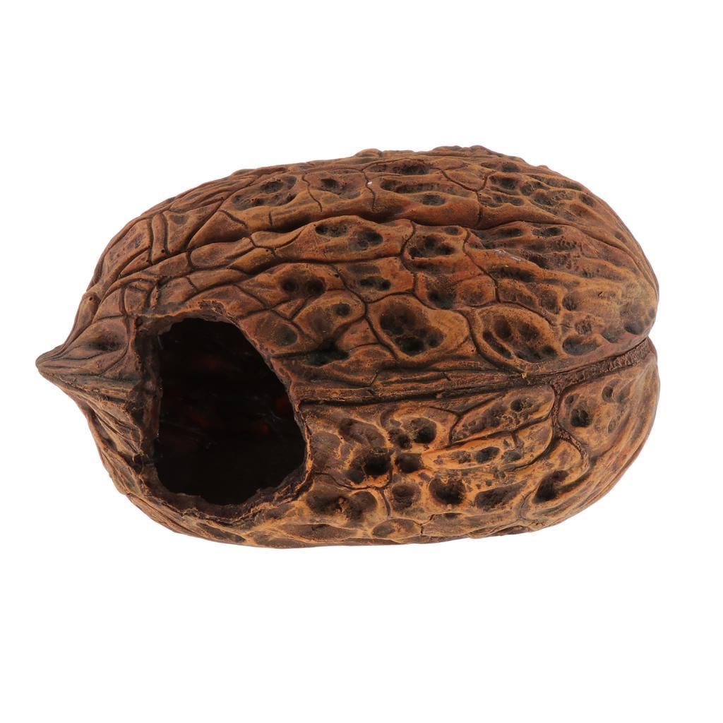 Reptile Walnut Shell Hide Cave， Habitat， Premium and Non - Resin