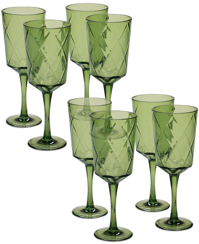 Certified International Green Diamond Acrylic 8-Pc. All-Purpose Goblet Set