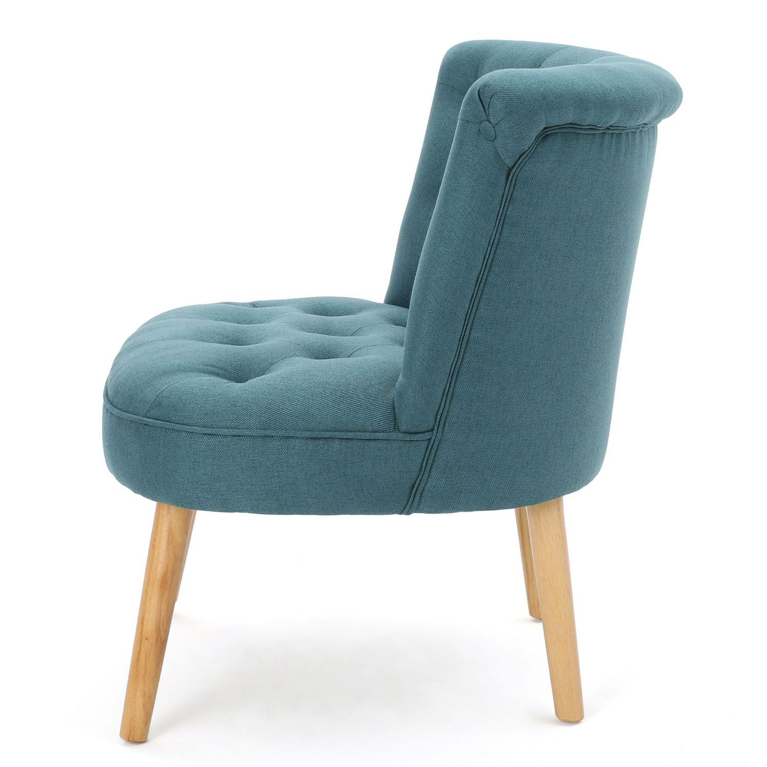 31.75 Teal Green and Brown Contemporary Tufted Accent Chair