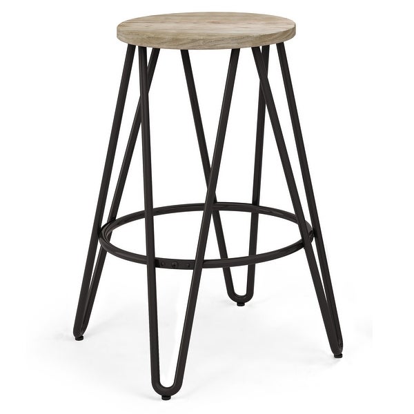 WYNDENHALL Kendall Industrial Metal Counter Height Stool with Wood Seat