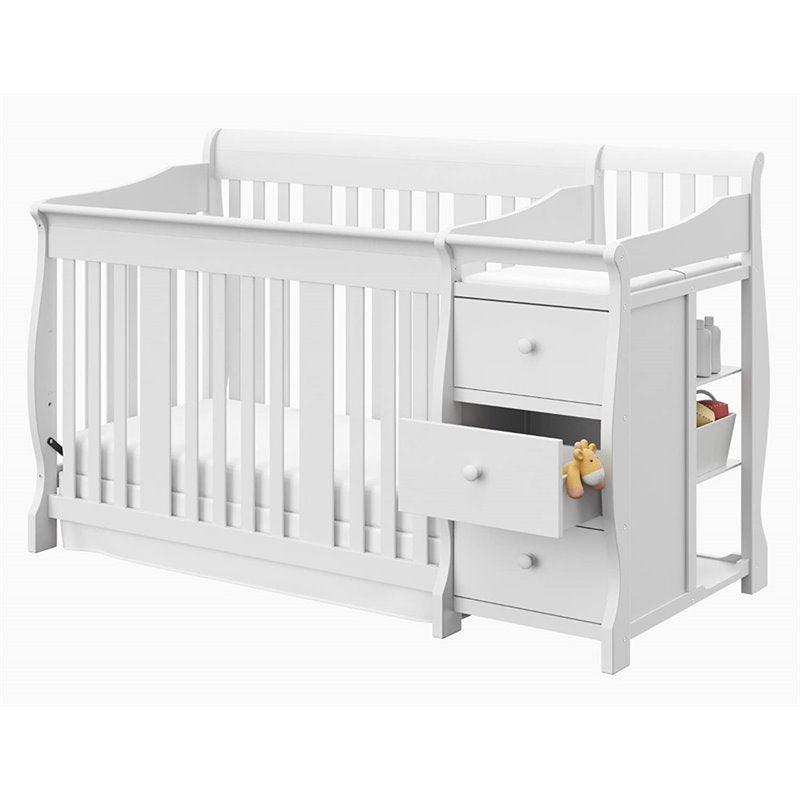 Pemberly Row 4-in-1 Convertible Crib and Changing Table Set in White