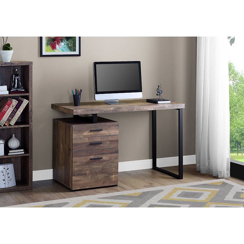 47.25-Inch Wooden Brown With a Black Frame Rectangular Computer Desk