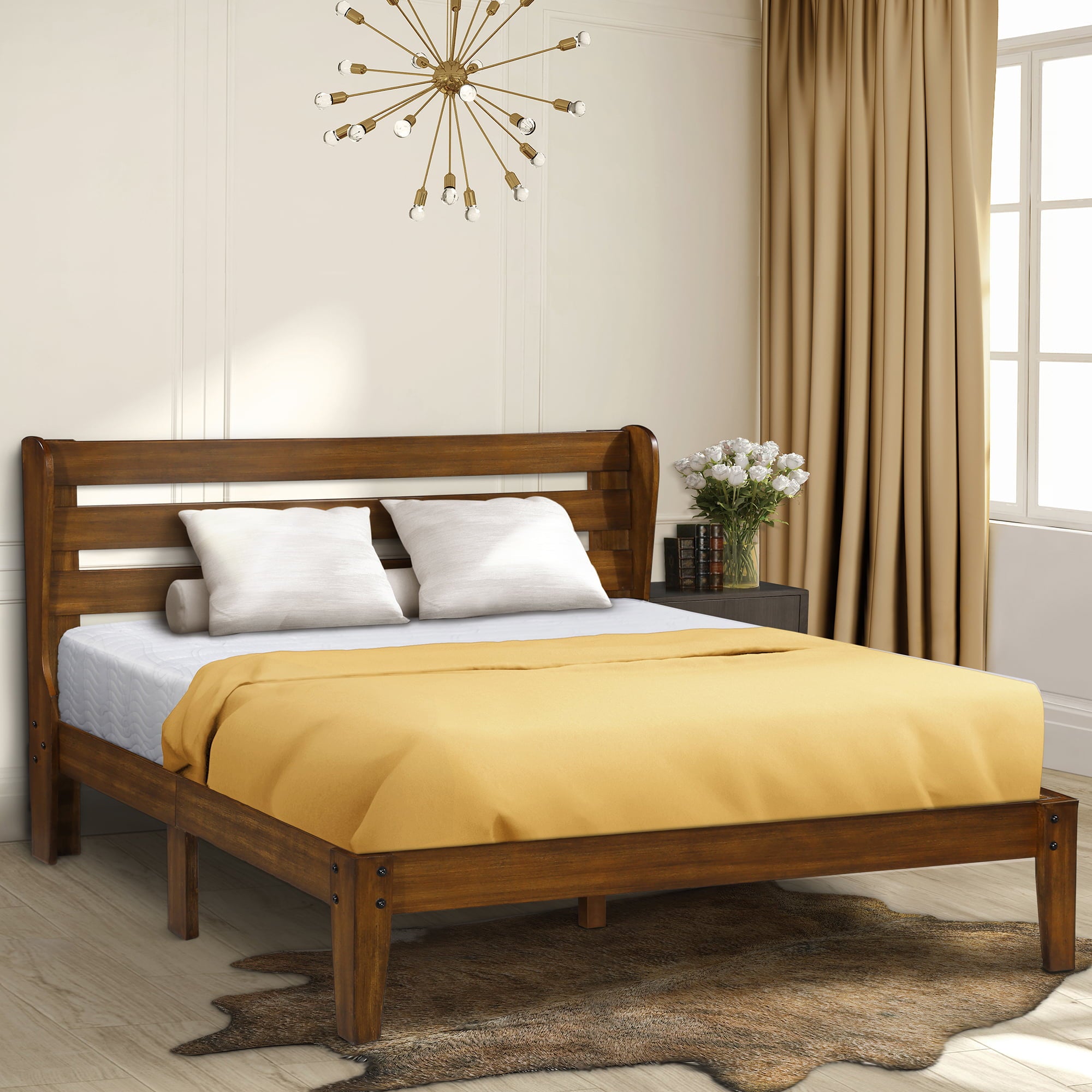 GrandRest Mid-Century Wooden Bed, King