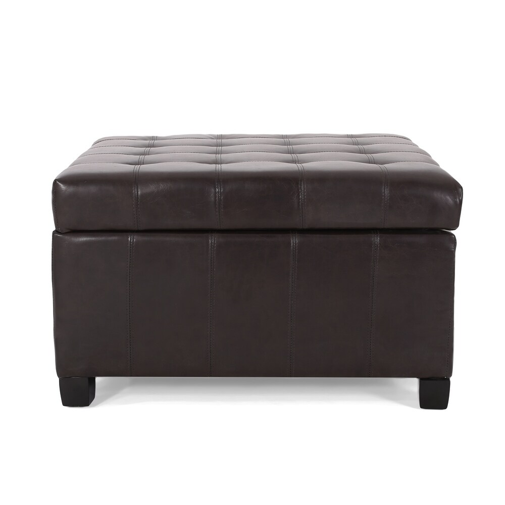 Alexandria Contemporary Tufted Bonded Leather Storage Ottoman by Christopher Knight Home