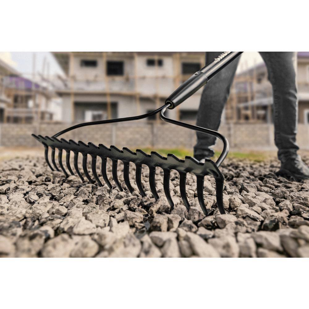 Husky 57 in. Fiberglass Handle 16-Tines Bow Rake 77105-941