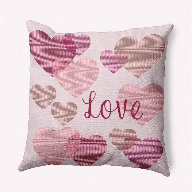 Valentine x27 s Day Colliding Hearts Square Throw Pillow Bold Pink E By Design