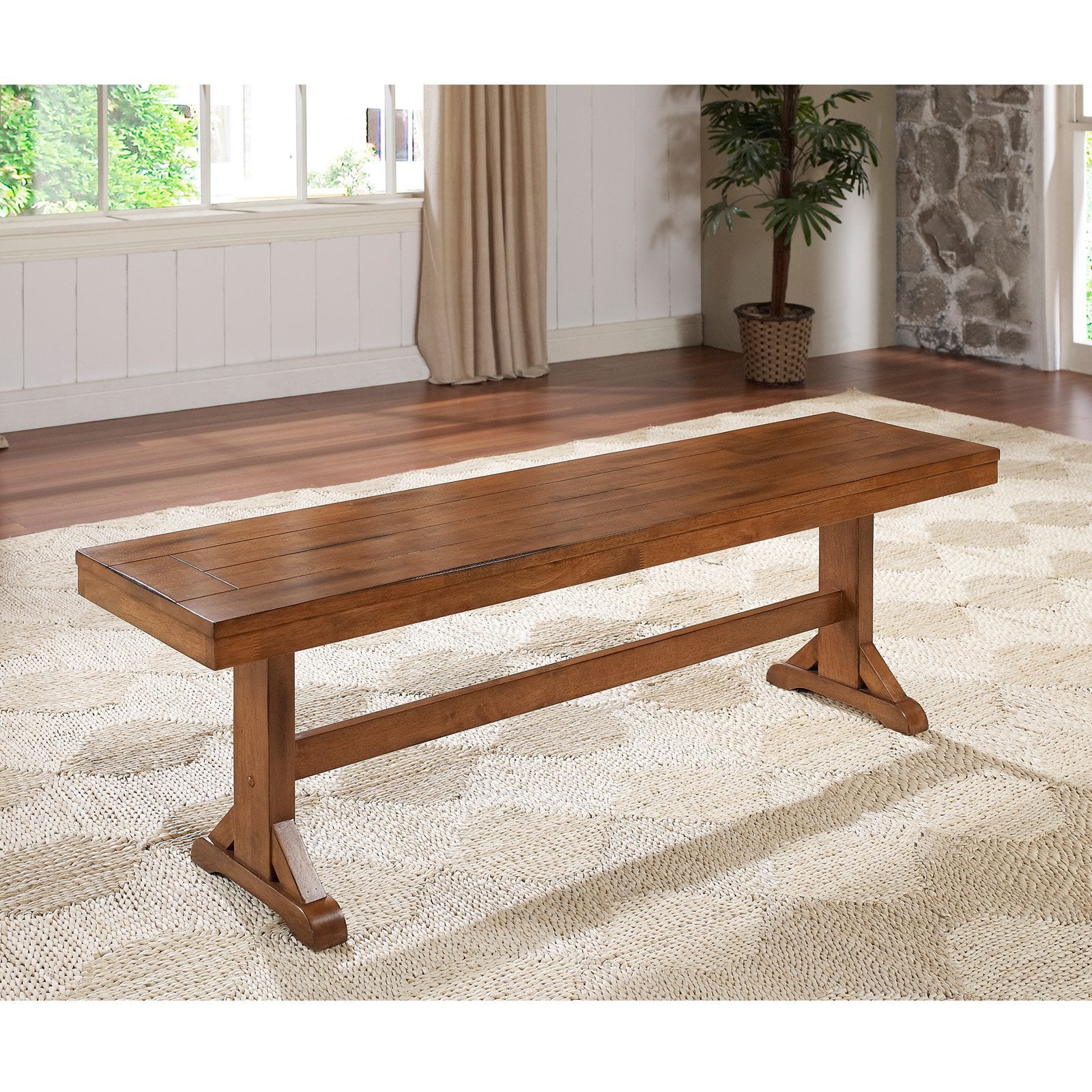 Desert Fields Traditional Wood Antique Brown Dining Bench