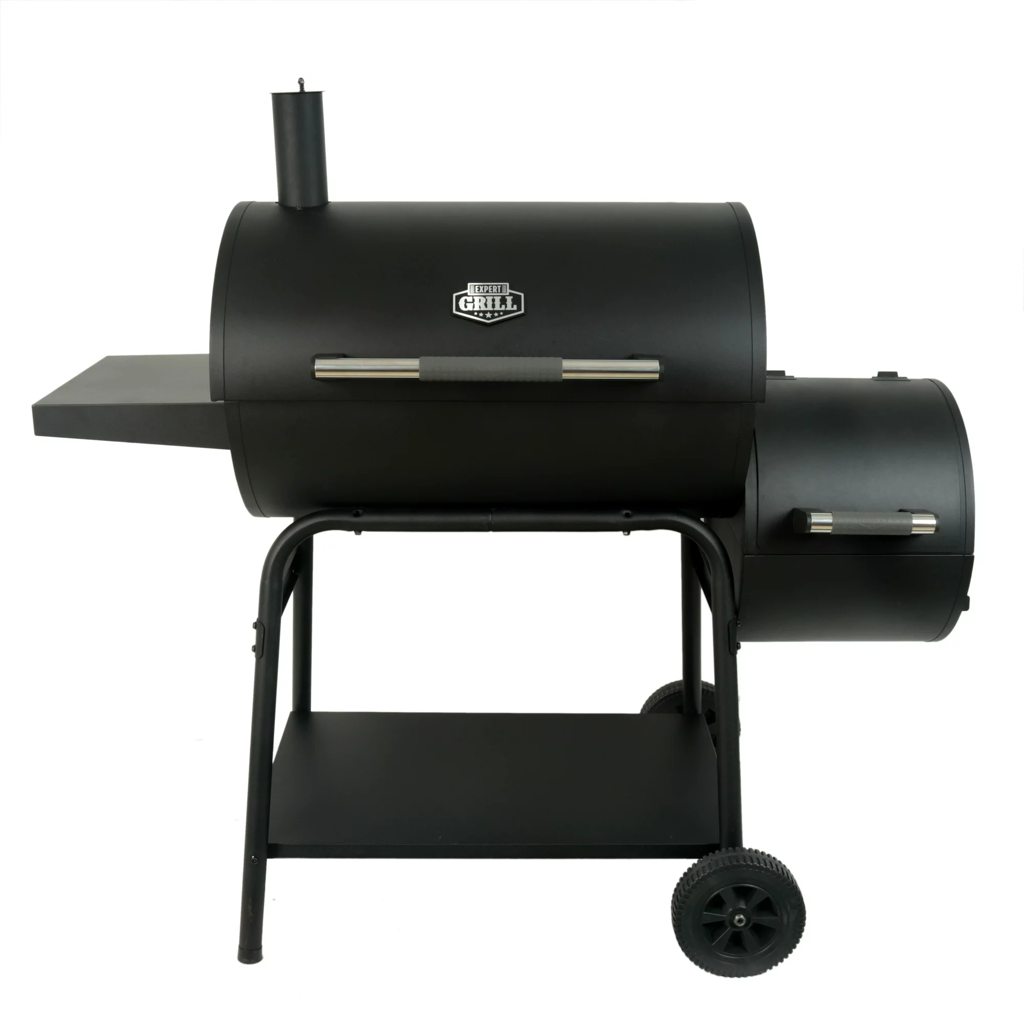 Expert Grill 28 Offset Charcoal Smoker Grill with Side Firebox， Black