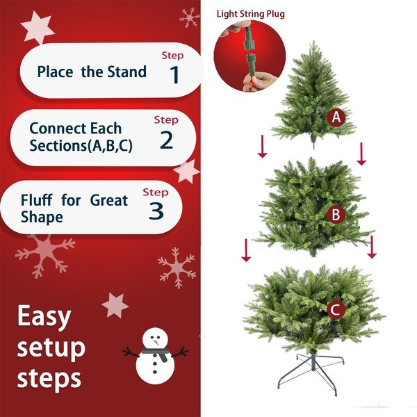 7.5 FT Artificial Christmas Tree Prelit PEandPVC with Metal Stand