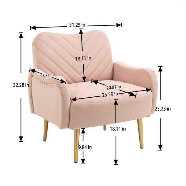 Modern Elegant Velvet Accent Chair， Living Room Chair / Leisure Single Sofa with Golden feet