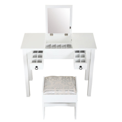 Vanity Set Table with Flip Top Mirror  Makeup Dres...