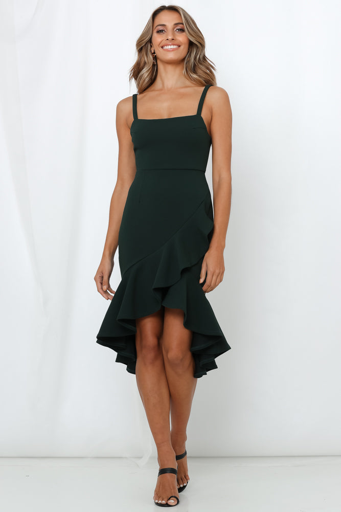 Hard To Be Cool Midi Dress Forest Green