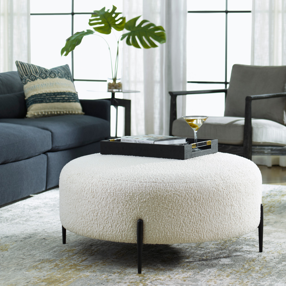 Arles Large Ottoman  Black   Footstools And Ottomans   by Uttermost  Houzz