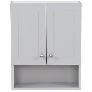 Glacier Bay Lancaster 20.5 in. W x 7.7 in. D x 25.6 in. H Surface-Mount Shaker Bathroom Storage Wall Cabinet in Pearl Gray LCOJ25-PG