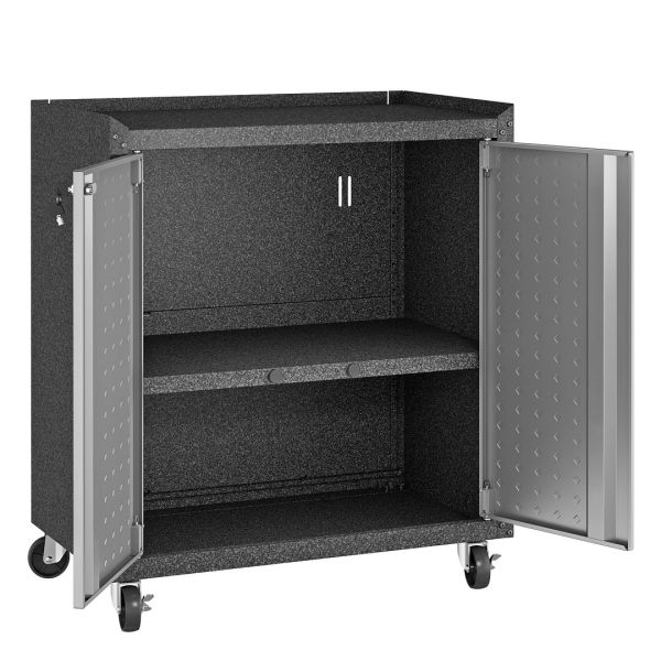 3-Piece Fortress Mobile Space-Saving Garage Cabinet and Worktable 1.0 in Grey