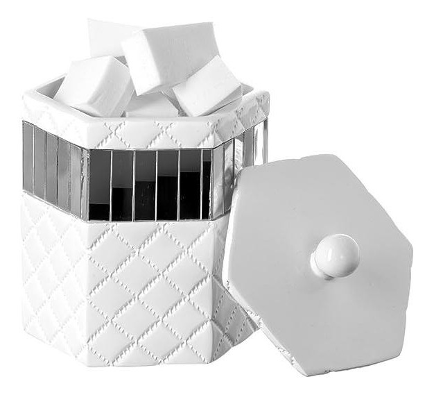 Creative Scents Quilted Mirror White Cotton Jar Holder