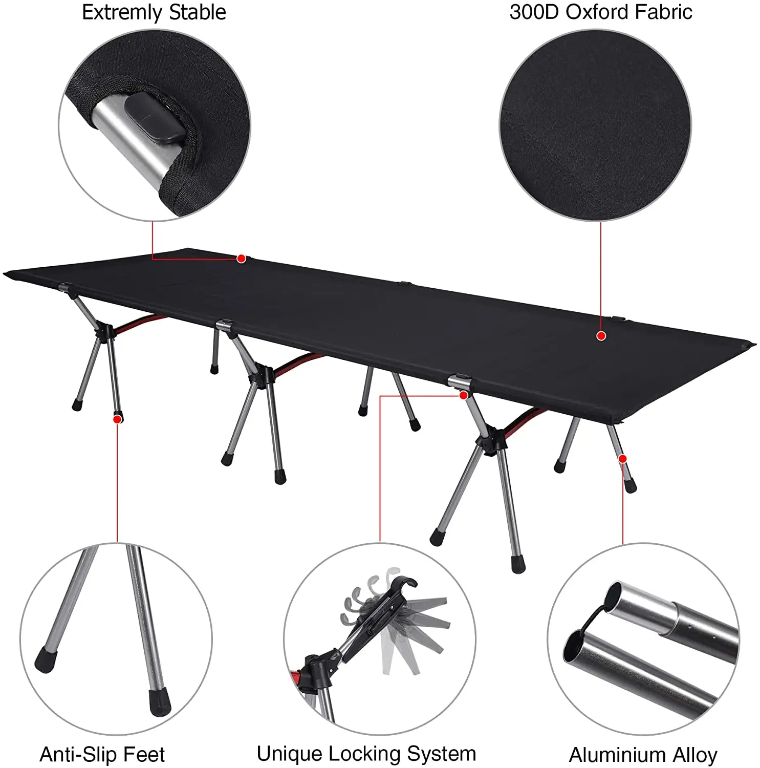 Outdoor   Indoor Use Folding Camping Bed Backpacking Portable Lightweight Cot