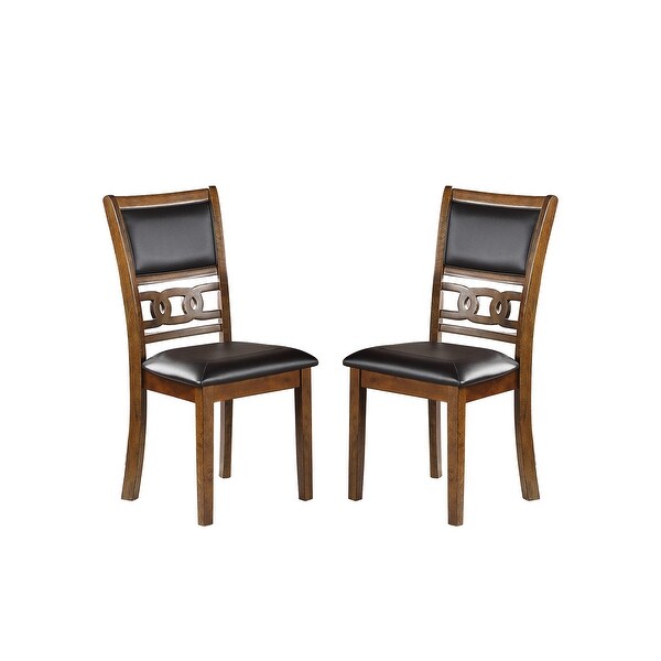 2 Set Set of 2 Upholstered Dining Chair in Walnut Finish