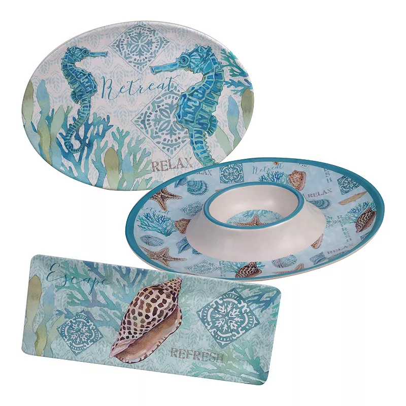 Certified International Beachcomber 3-pc. Melamine Serve Set