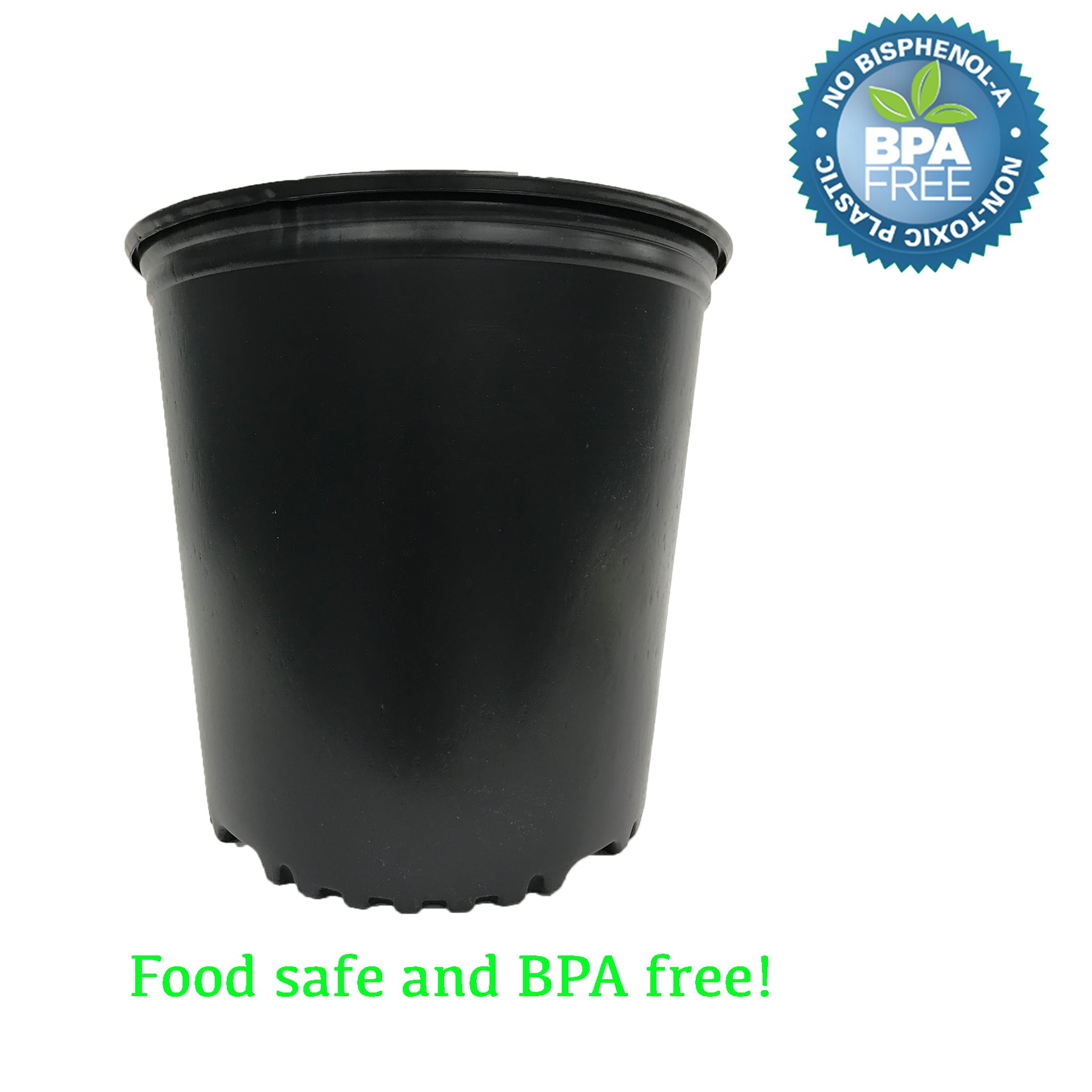 Plastic Garden Nursery Pots, Black, Set of 10