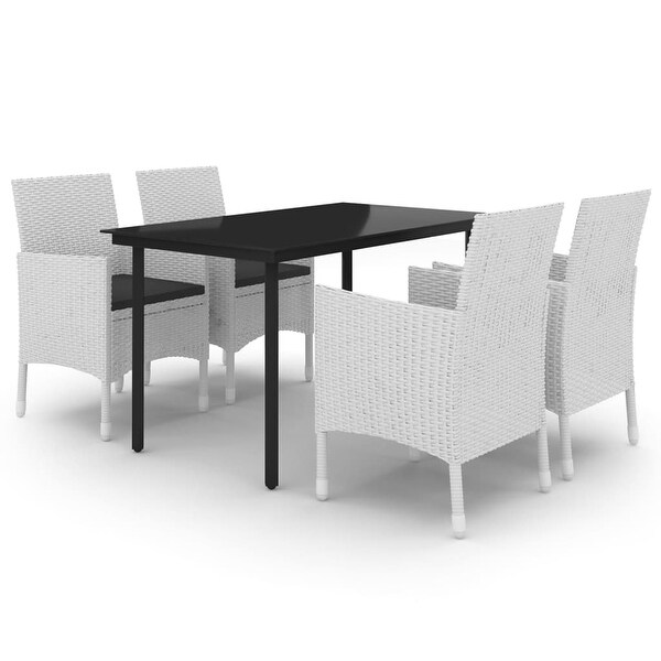 vidaXL Patio Dining Set Outdoor Table and Chair Set Poly Rattan and Glass