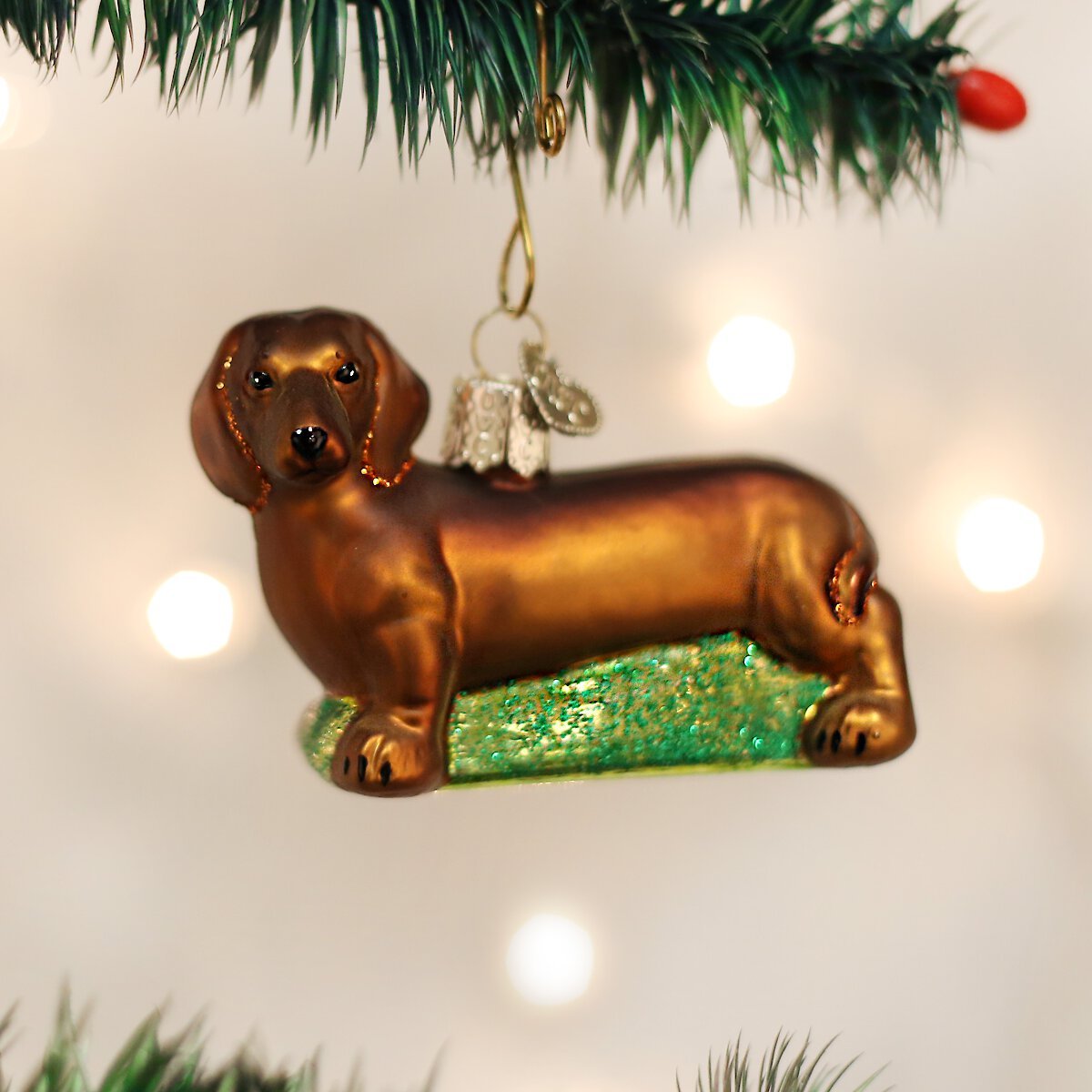 Old World Christmas Dachshund Glass Tree Ornament