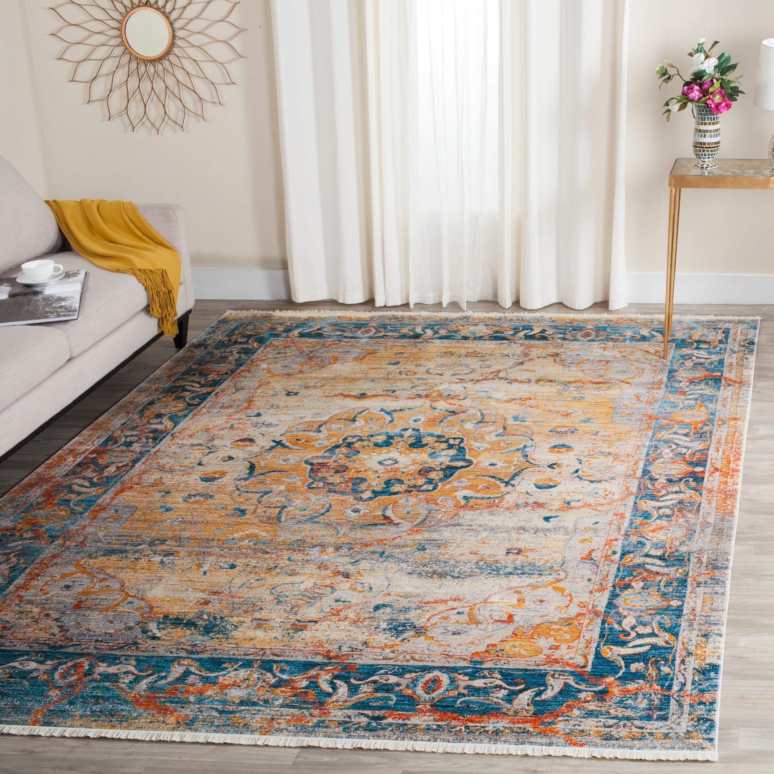 SAFAVIEH Vintage Persian Trina Traditional Polyester Runner Rug, Blue/Multi, 2'2