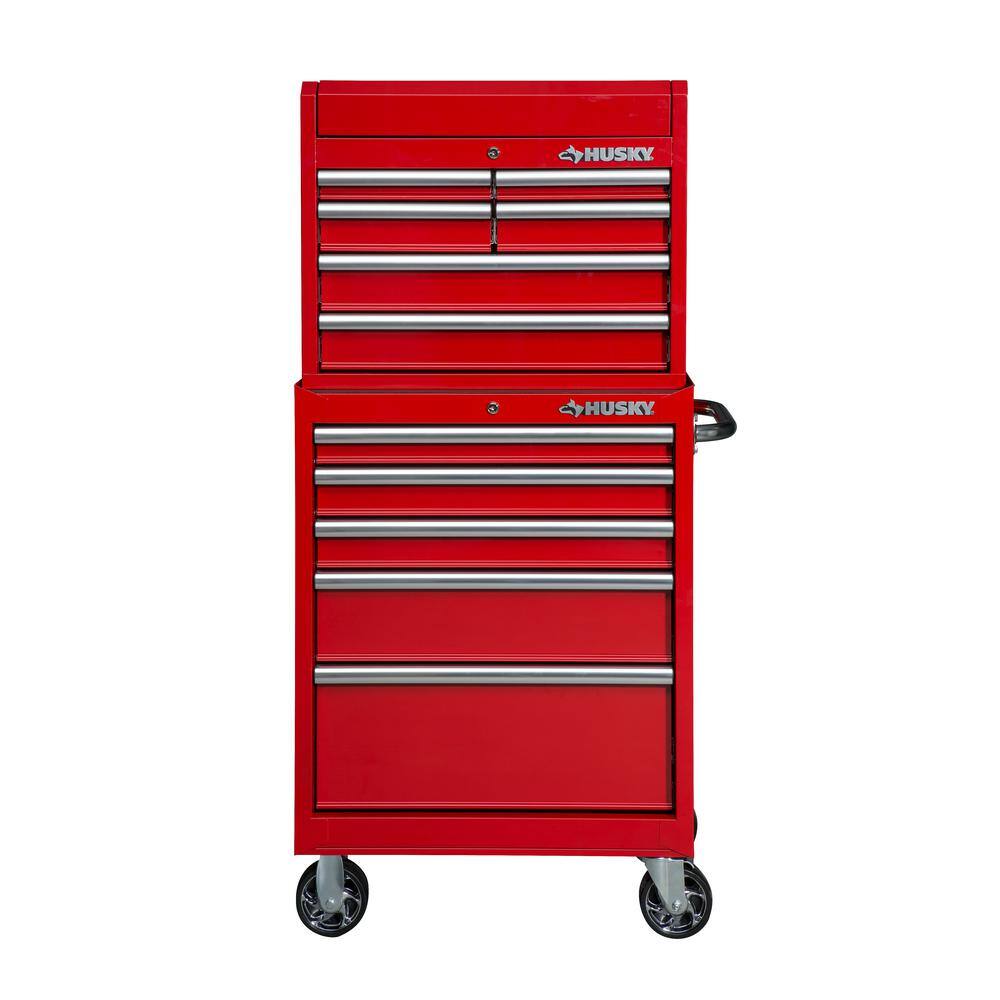 Husky 27 in. 11-Drawer Gloss Red Tool Chest and Cabinet Combo UACT-H-270111