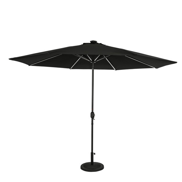 11 x27 X 11 x27 Calypso Ii Market Patio Umbrella With Solar Led Strip Lights Black Island Umbrella